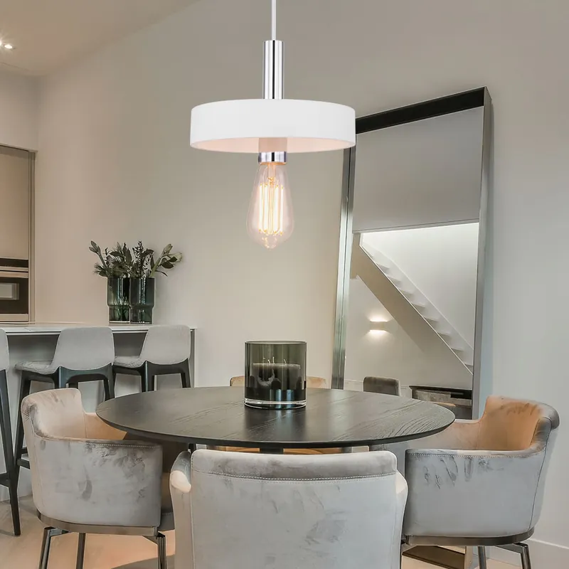 Favoriet Hanglamp, metaal, gips, wit
