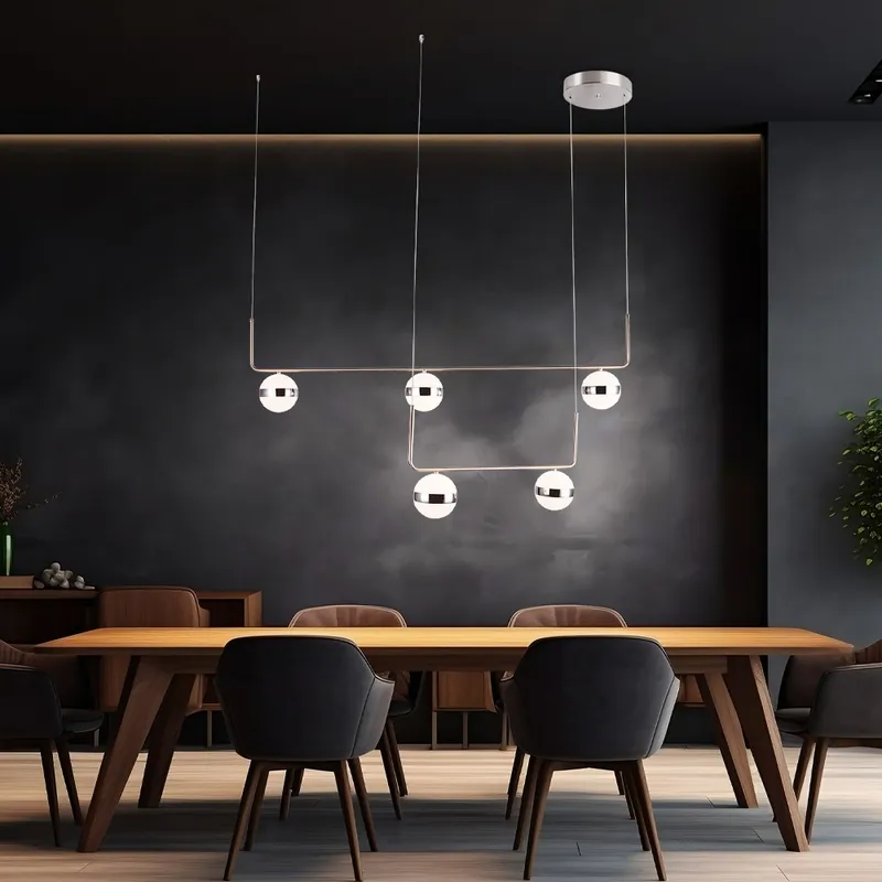 Hete Deal LED hanglamp, metaal, mat nikkel, chromen ring, opaal