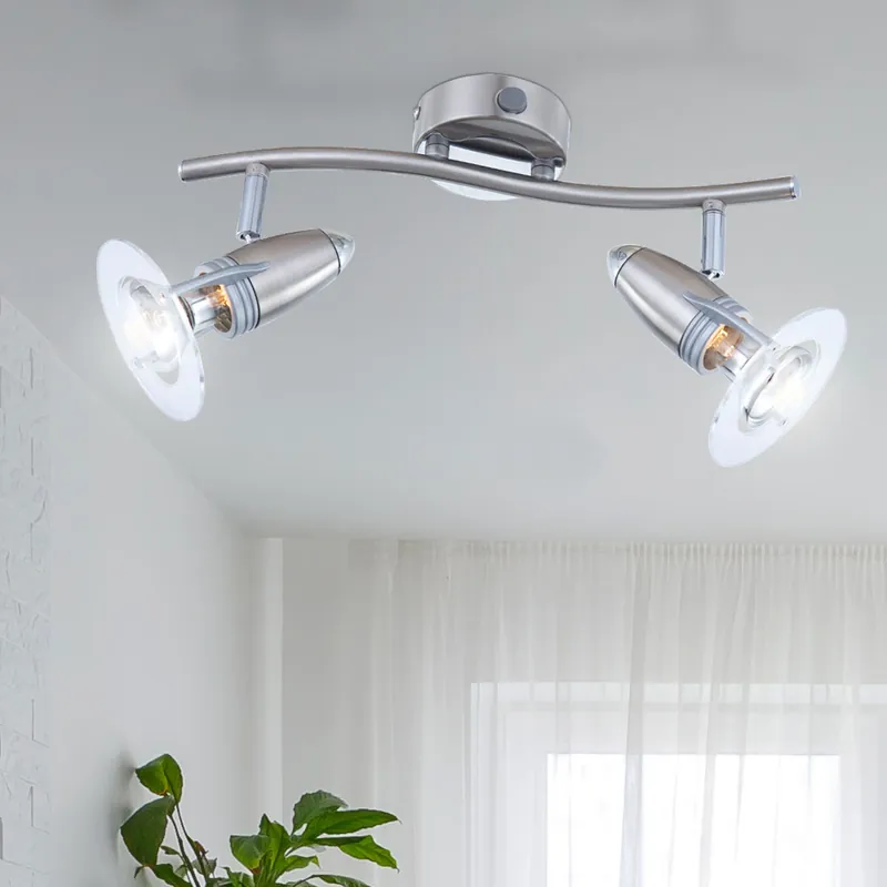 Wandlamp, metaal, mat nikkel, chroom, beweegbare spots Bestseller
