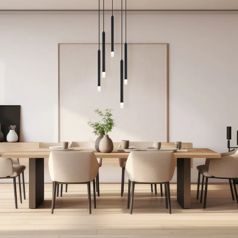 Hanglamp, zwart metaal, 5 vlammen, H 120 cm Tijdelijk Beschikbaar