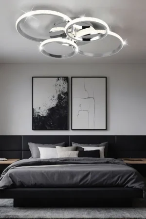 Beperkt Aanbod LED plafondlamp, chroom, draaibare ringen, dimbaar, B 65 cm