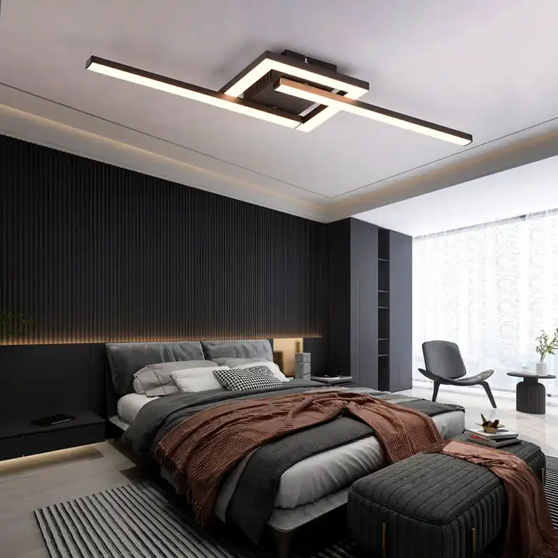 LED plafondlamp, metaal, zwart, mat, L 54 cm Aanbieding