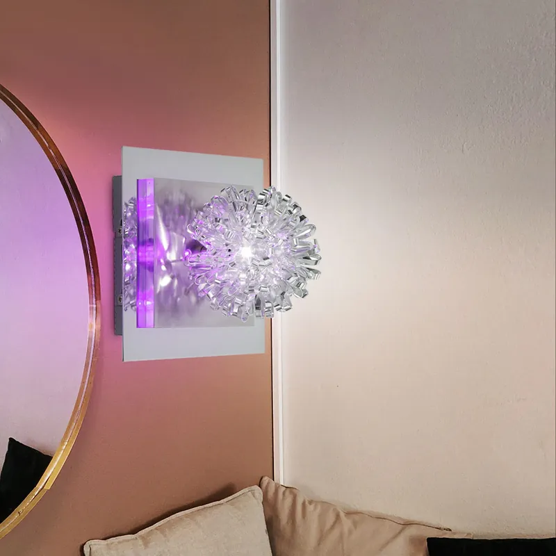 Wandlamp, decoratief LED, kogelgaas, chroomkleurig, B 17 cm Populair