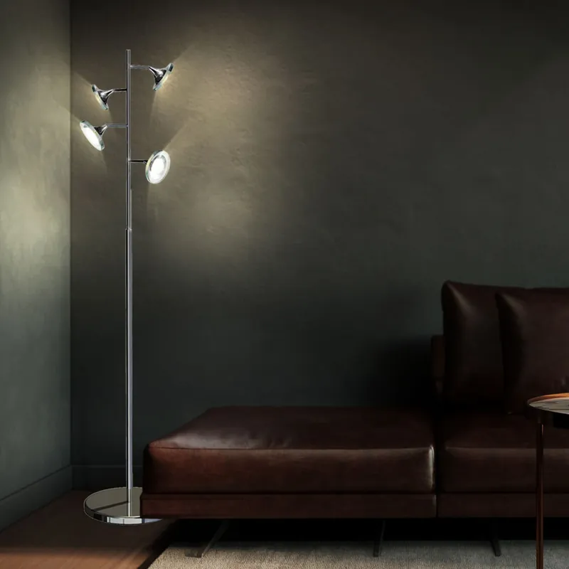 Lage Prijs Elegante LED vloerlamp van chroom en glas