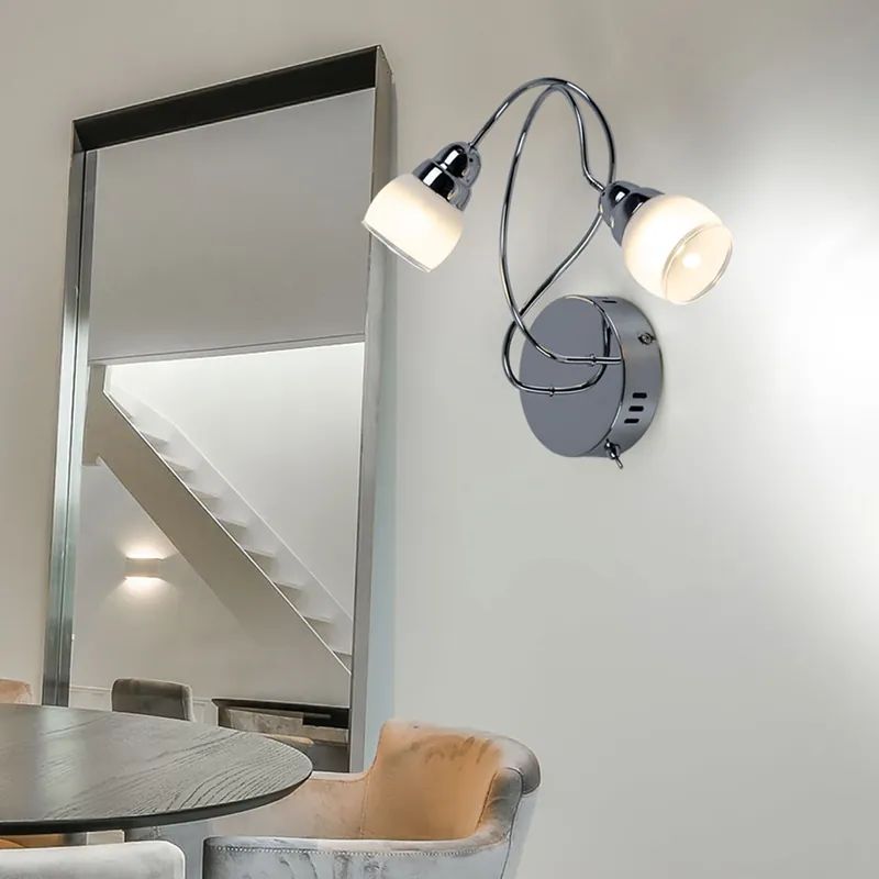 LED wandlamp, 2 vlammen, metaal, chroom, B 35 cm Lage Kosten