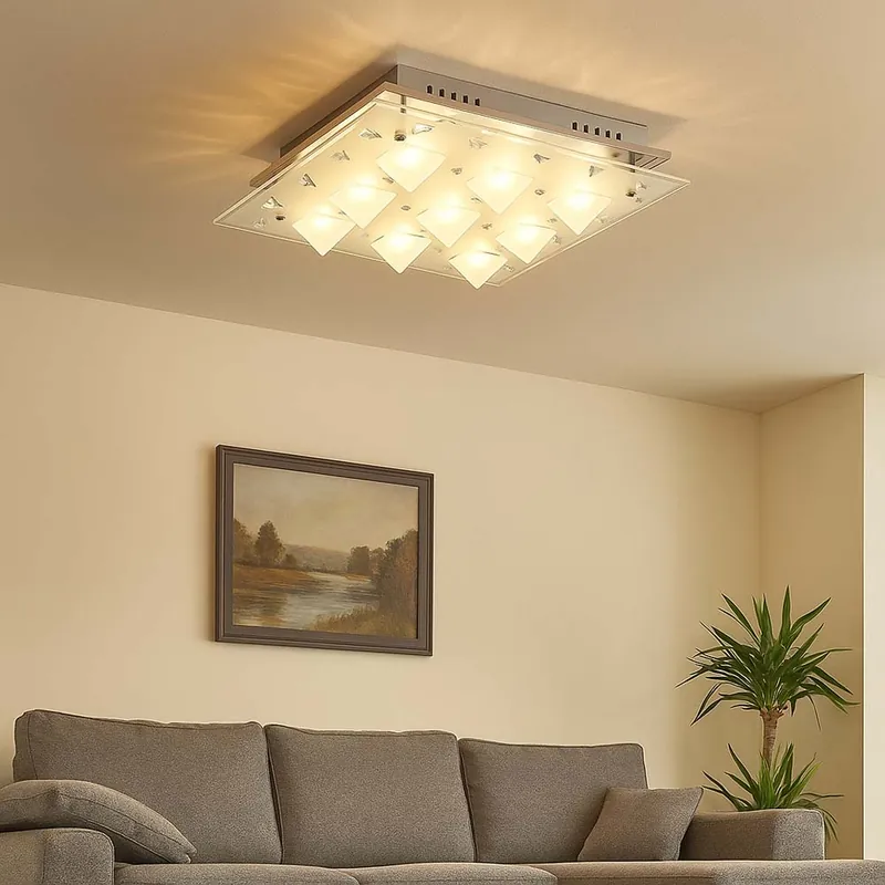 LED plafondlamp van chroom en glas Must-Have