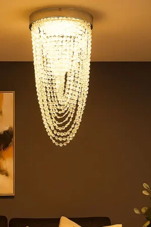 Snelle Levering LED plafondlamp, chroom, kristallen hanger, H 34 cm
