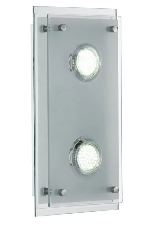 LED wandlamp, 2 vlammen, chroom, glas, B 34cm Actieprijs