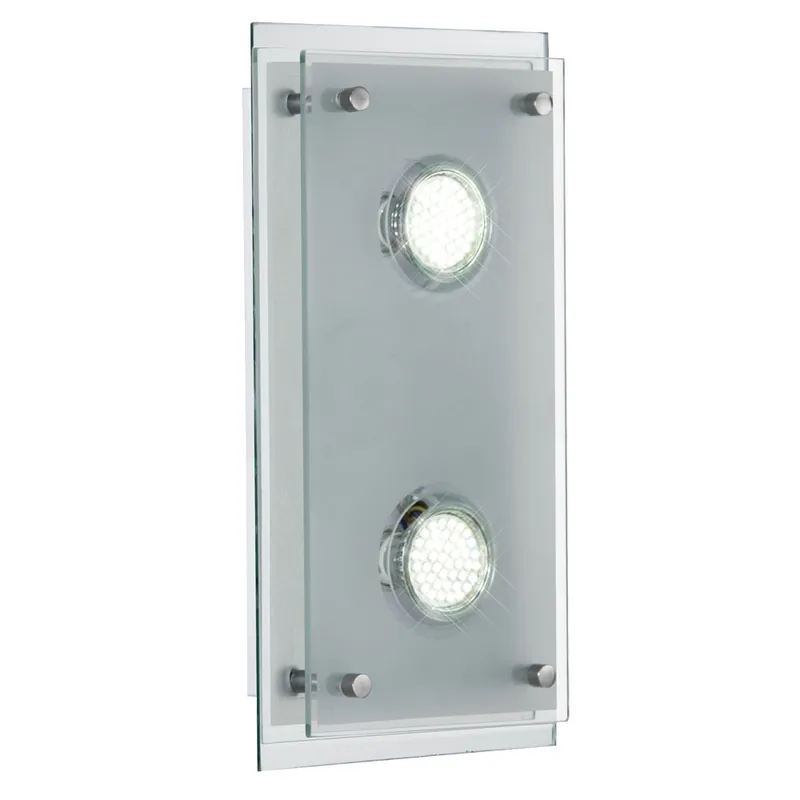 LED wandlamp, 2 vlammen, chroom, glas, B 34cm Actieprijs