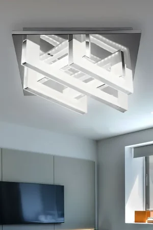 Koopje LED plafondlamp, chroom, L 30 cm