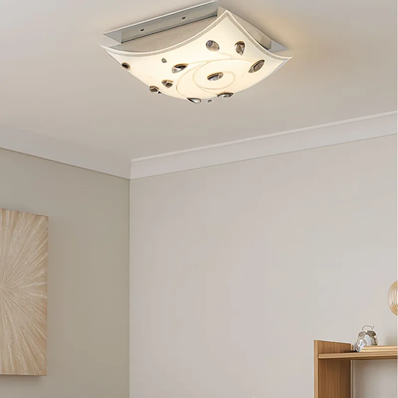 LED plafondlamp, metaal, glas met kristallen, L 30 cm Aanbieding