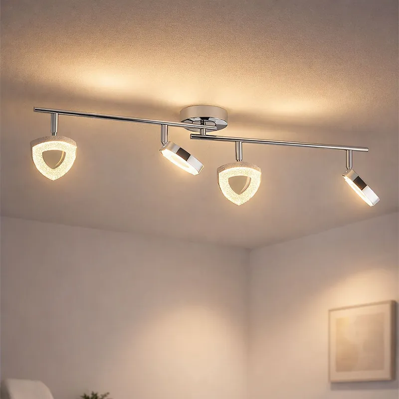 LED plafondlamp, zilver, verstelbare spots, L 80 cm Koopje