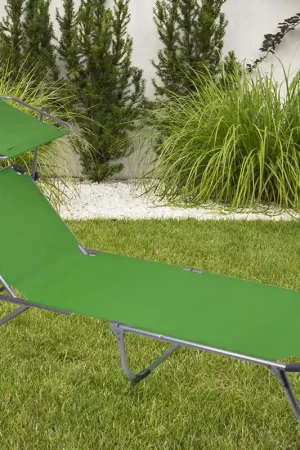 Bestel Nu Tuinstoel, zonneklep, beweegbare rugleuning/vizier, groen, L 188 cm, KISO