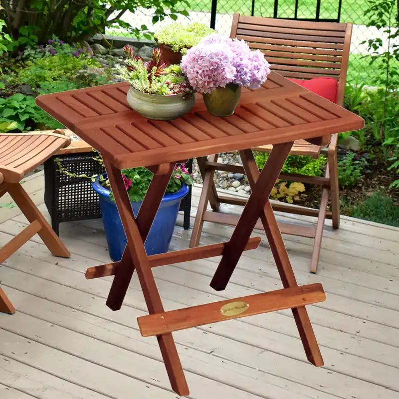 Tafel, eucalyptus, vouwbaar, bruin, geolied, H 50 cm, LOS ANGELES Nieuw