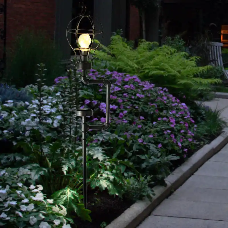 LED-zonnelicht, industrieel, antiek zwart, hoogte 65 cm Op = Op