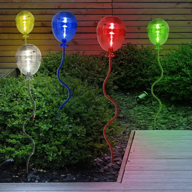 5x LED solarlampen, kleurrijke ballonnen, H 60 cm Weekendaanbieding