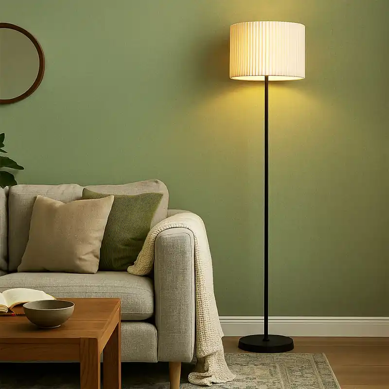 Koop Vandaag Staande lamp, natuurlijk textiel, zwart, H 152 cm