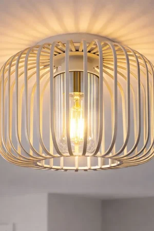 Weekendaanbieding Plafondlamp, rookglas, metalen staven, zand, D 28 cm