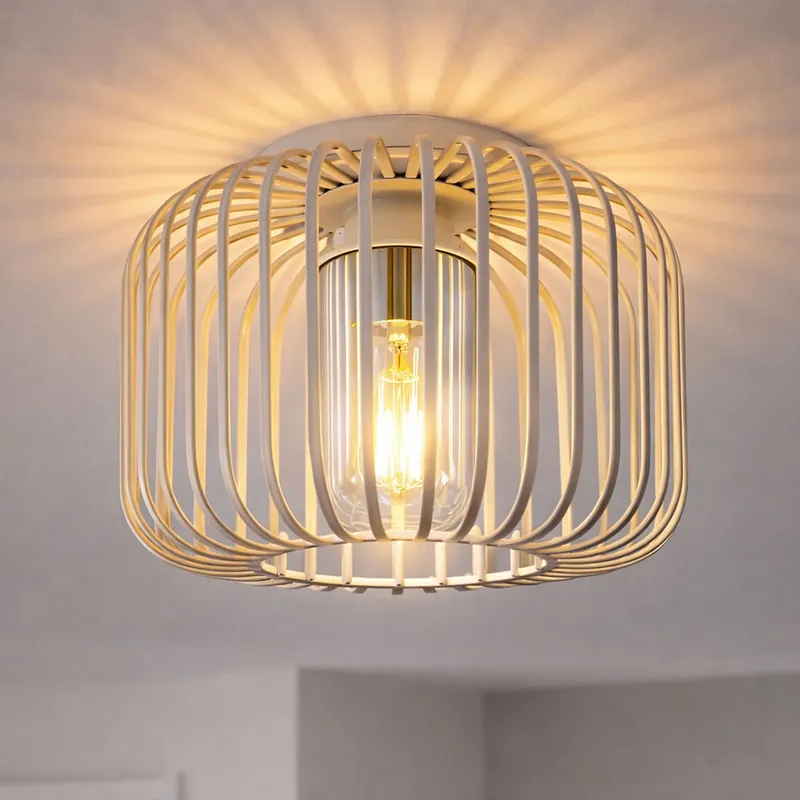 Weekendaanbieding Plafondlamp, rookglas, metalen staven, zand, D 28 cm