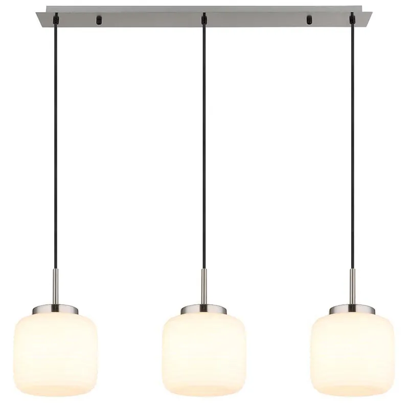 Laatste Versie Hanglamp, metaal, glas, 3-vlam