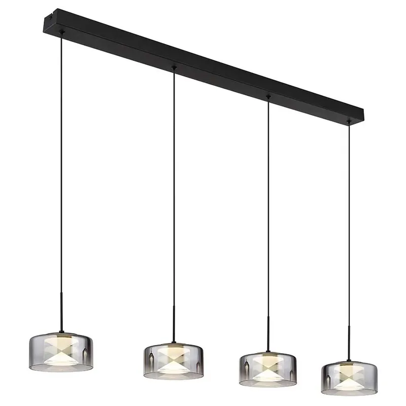 LED hanglamp, metaal glas, smoke zwart, H 150 cm Koop Vandaag