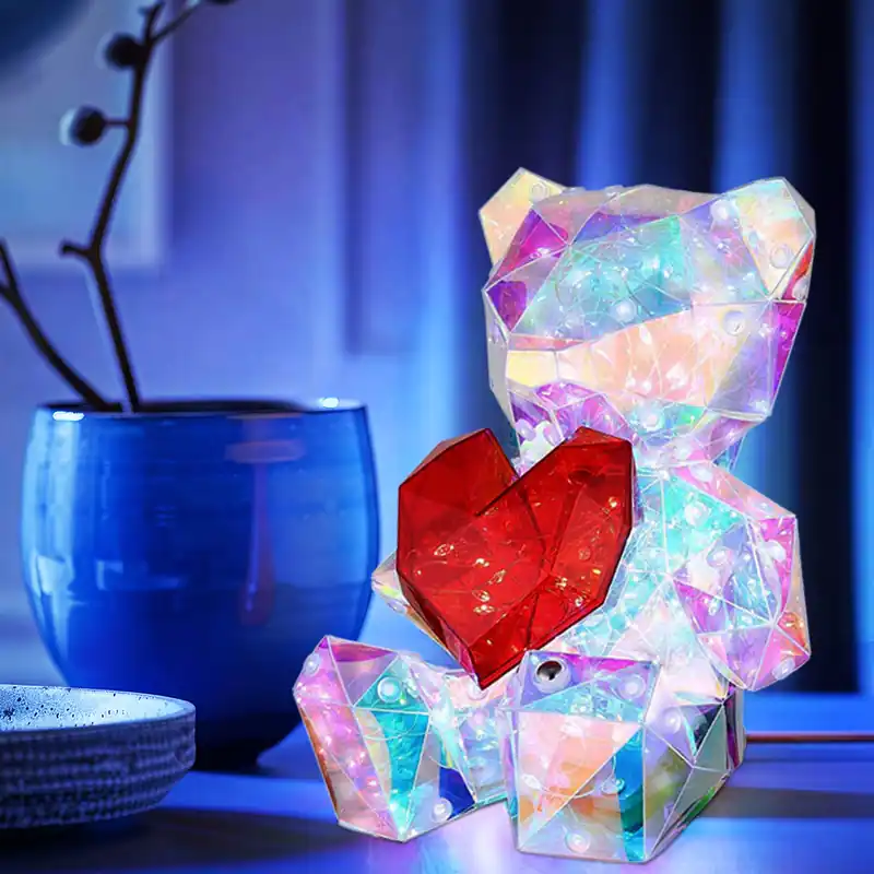 Seizoensaanbieding LED decoratieve lamp, tafellamp, beer, kristal decor, H 17 cm