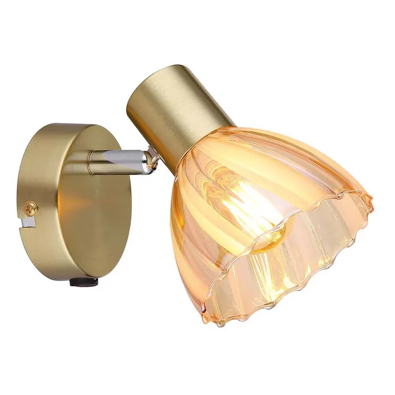 Wandlamp, glas, messing, beweegbare spot Actieprijs
