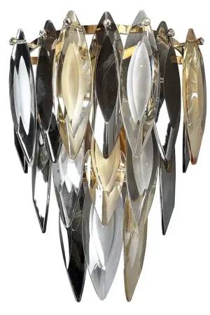 Aanbieding Wandlamp, goudkleurig, K9 kristallen, champagnekleurig, H 34 cm