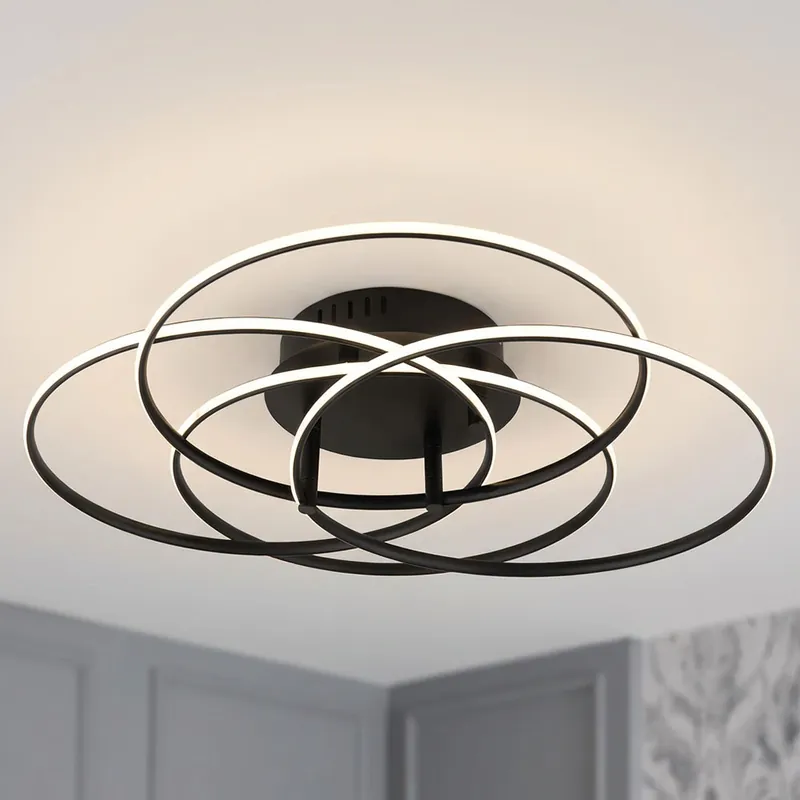 LED plafondlamp, aluminium, zwart, neutraal wit, D 51,5 cm Snelle Levering