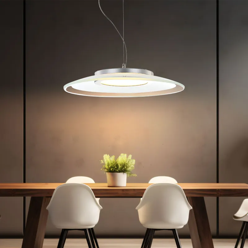 LED hanglamp, metaal, zilver, H 125 cm Gereduceerde Prijs