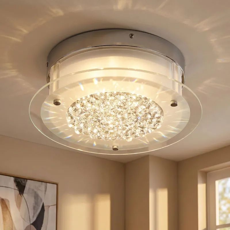 LED plafondlamp, kristallen, gesatineerd glas, 28 cm Nu Kopen