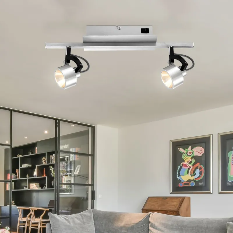 LED plafondlamp, aluminium zilver, beweegbare spots, L 40,4 cm Nu Kopen