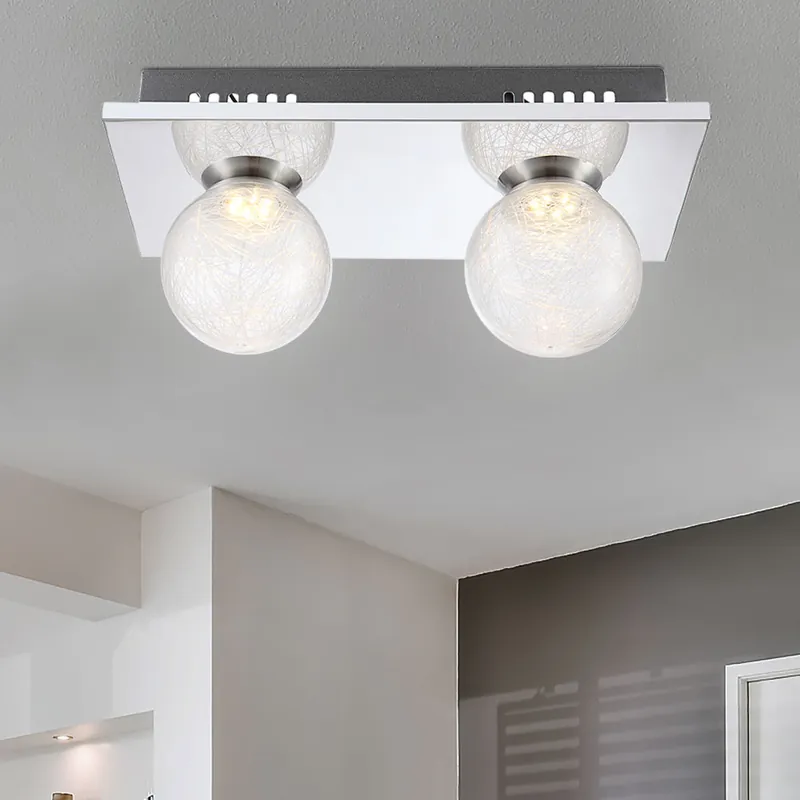 LED plafondlamp, chroom, glazen bol design, zilver, L 30 cm Direct Beschikbaar