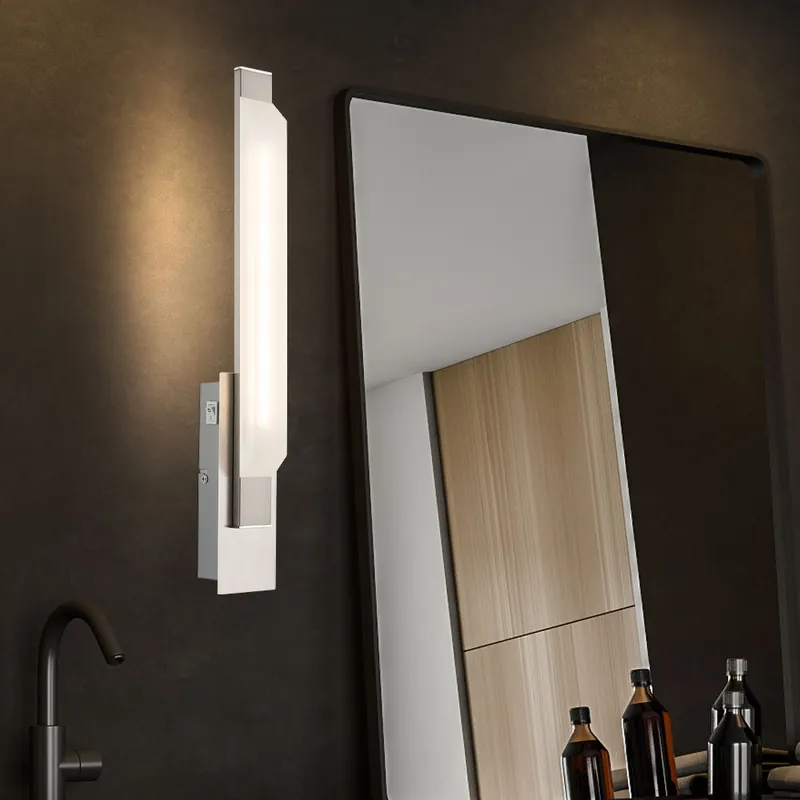 LED wandspot, chroom, glas, gesatineerd, H 48cm Finale Uitverkoop