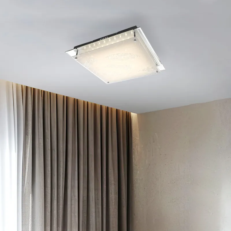 Weekendaanbieding LED plafondlamp, chroom, glas, L 43 cm
