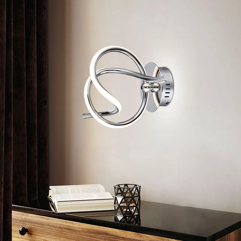 Gereduceerde Prijs LED design wandlamp, gebogen, chroom, gesatineerd, WAVE