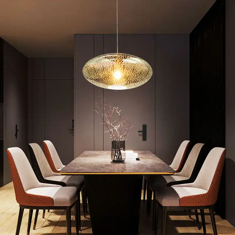 Hanglamp, kap met decoratie en geëtst, chroom, BRANDON Direct Beschikbaar