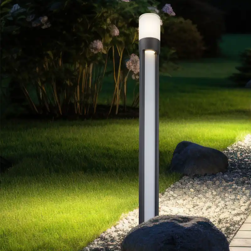Vloerlamp, IP44, grijs, opaal, helder, H 110cm Lage Kosten