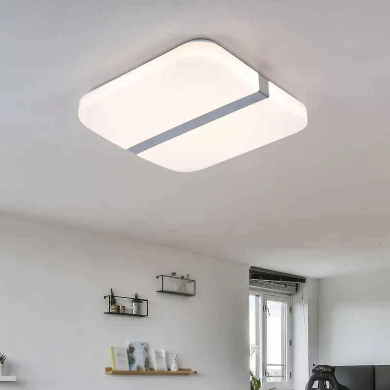 Express Levering LED plafondlamp, chroom, vierkant, L 33,5 cm