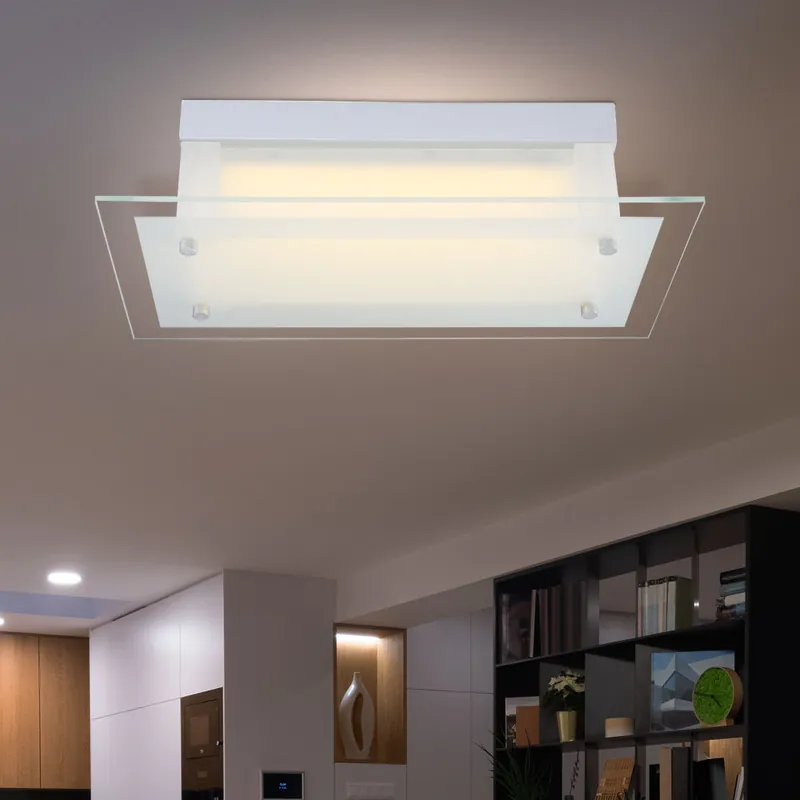 Finale Uitverkoop LED plafondlamp, vierkant, chroom, glas