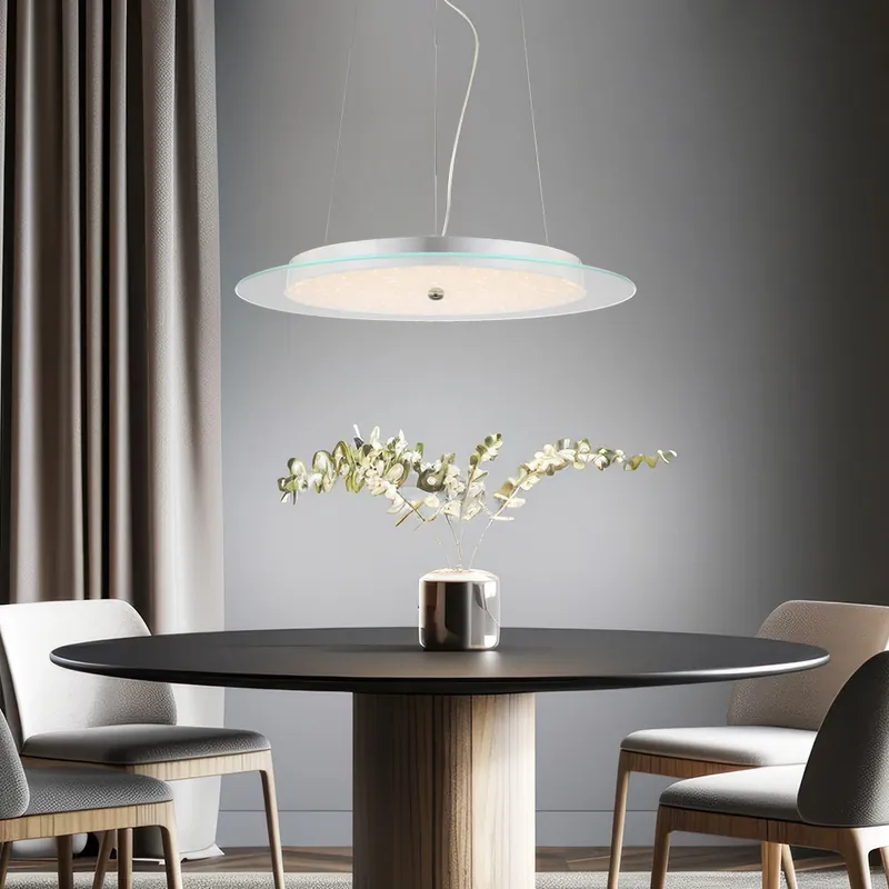 LED hanglamp, kristallen, glas, chroom, H 87 cm, CHRISTIAN Laatste Kans