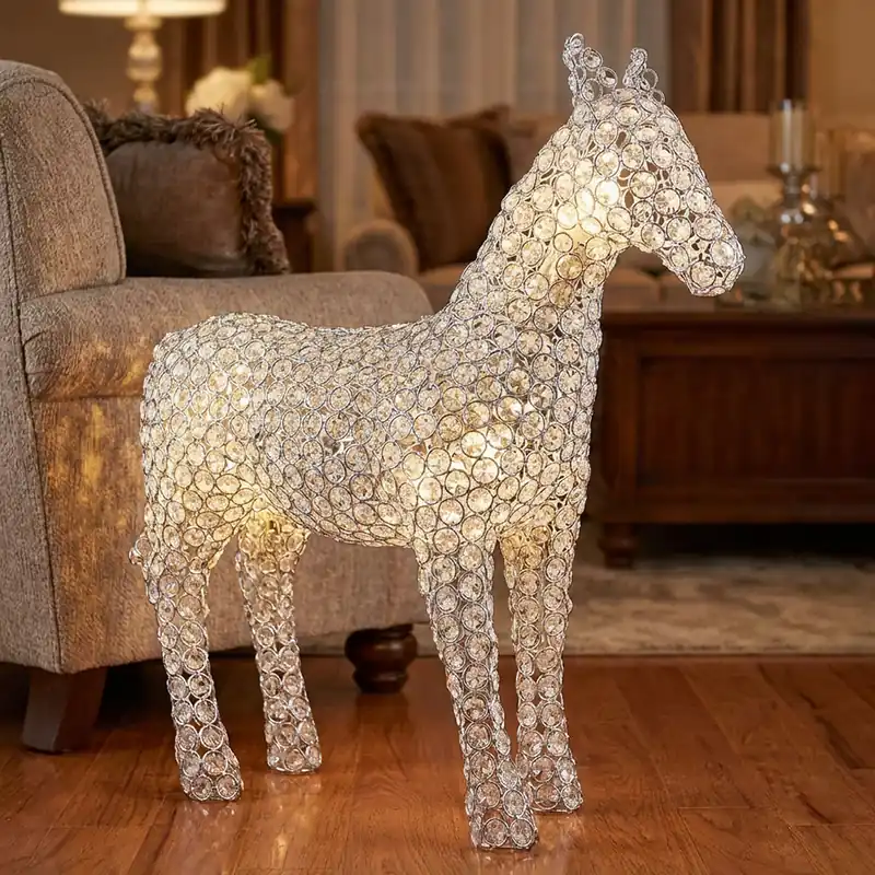 Favoriet LED-paard, chroom, kristallen, hoogte 47 cm, HORSE II