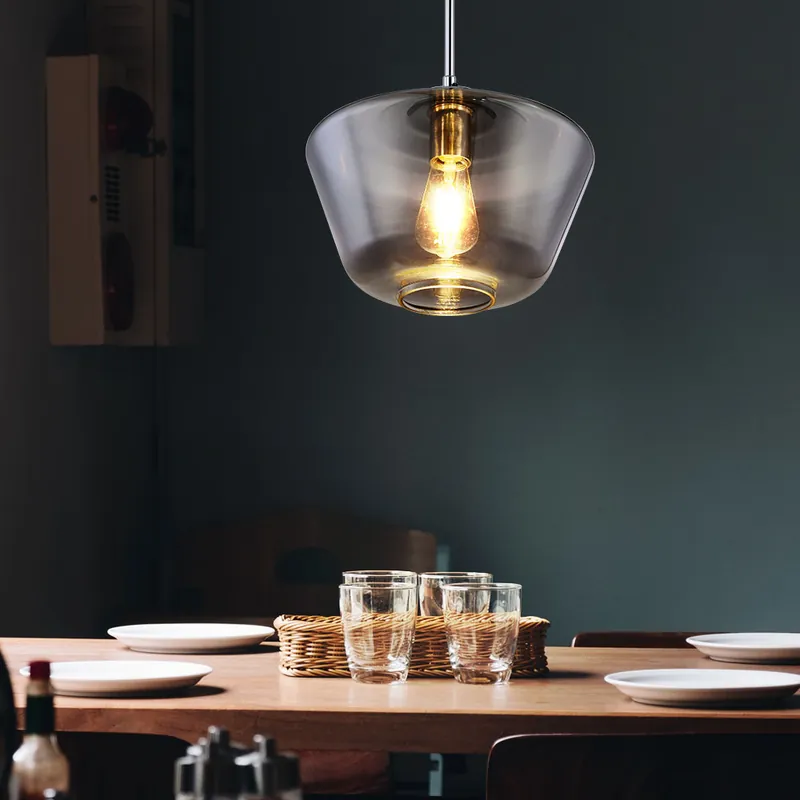 Hanglamp, rookkleurig glas, chroom, H 120 cm Goedkoop