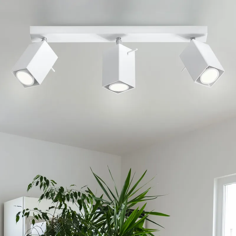 Betrouwbaar Plafondlamp, staal, wit, verstelbare spots, L 45 cm
