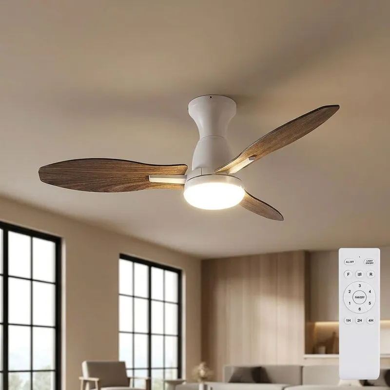 LED plafondventilator, dimbaar, afstandsbediening, vooruit/achteruit, D 107 cm Beste Prijs