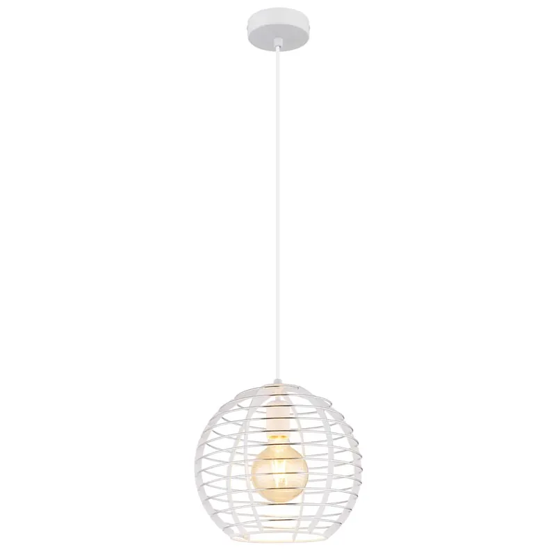 Snelle Levering Hanglamp, metaal, mat wit, in hoogte verstelbaar, H 120 cm