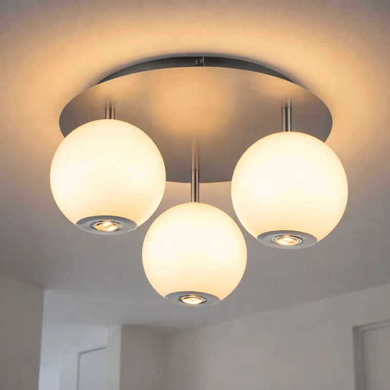 LED plafondlamp, glas, bollen, grijs, D 42 cm Speciale Aanbieding