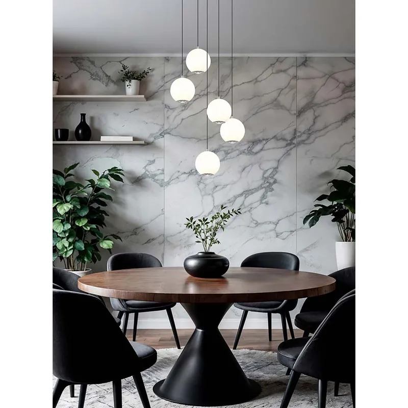 LED hanglamp, mat grijs, glazen bollen, CCT, H 150 cm Fabrieksprijs