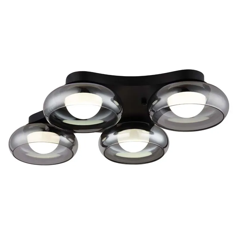 Meest Verkocht LED plafondlamp, metaal, zwart, rookglas, L 65cm