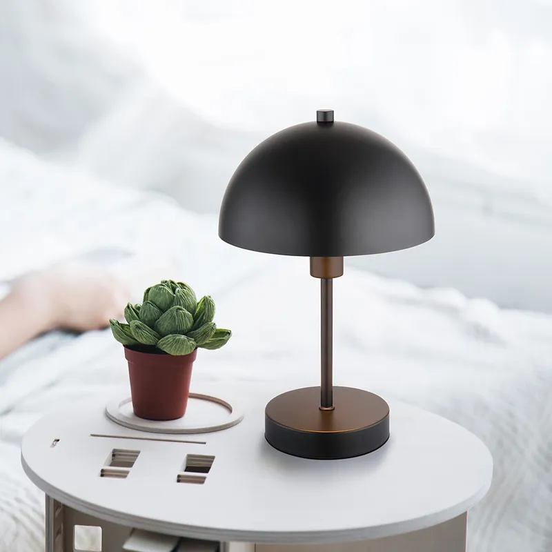 Tafellamp, paddenstoel, zwart, H 31 cm Laatste Kans